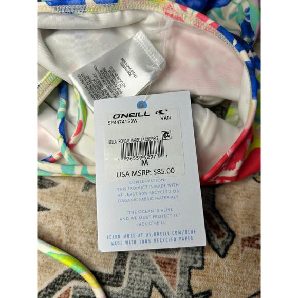 Oneill Tropical One piece Square open back NWT Colorful Swimsuit Floral Bikini - Picture 8 of 9